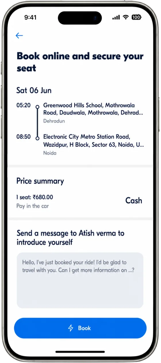 Booking Confirmation (Instant) screen